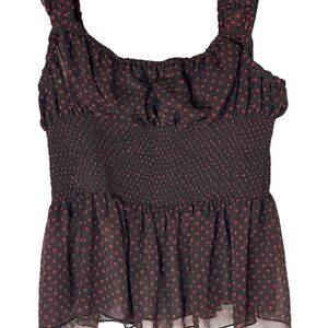 Red and Black Ruffle Top